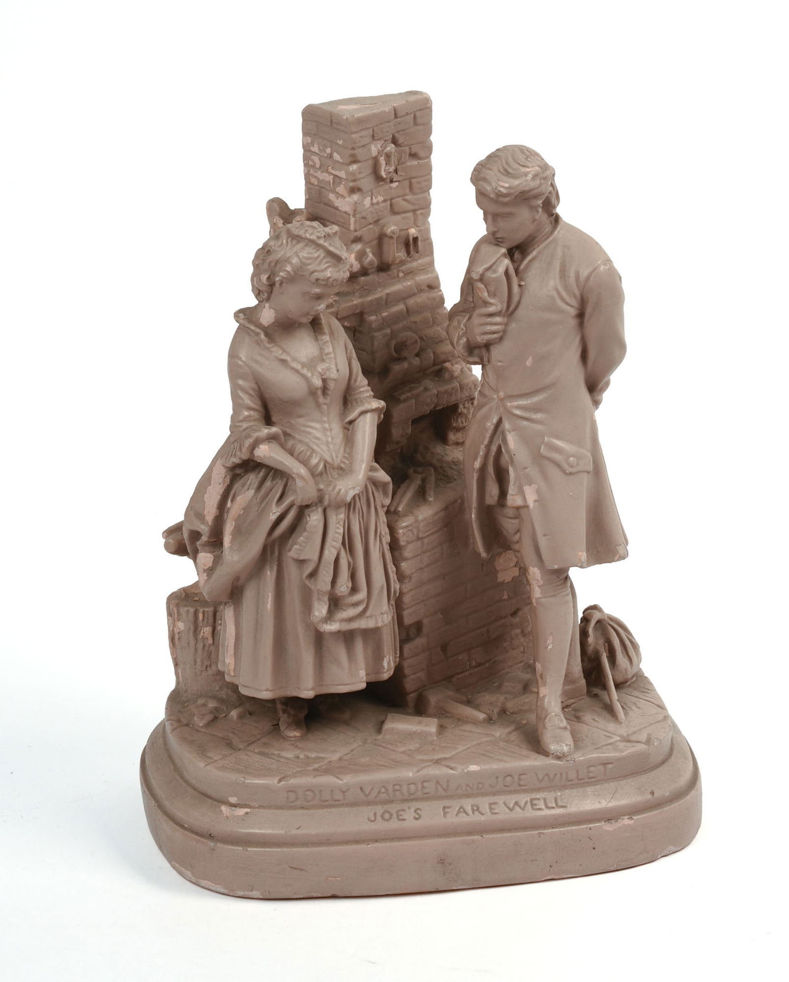Daniel Chester French (after) Plaster Sculpture.: (Massachusetts, New York 1850-1931), â€?Joeâ€™s Farewellâ€?, depicting Dolly Varden and Joe Willet from Charles Dickensâ€™ drama â€?Barnaby Rudgeâ€?,