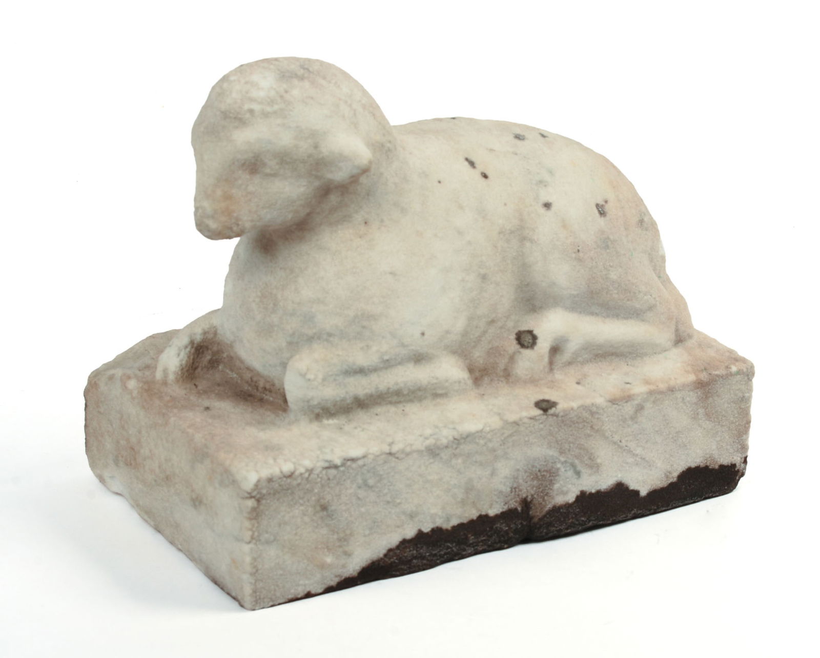19th c. Folk Art Carved Marble Lamb.: 8.5 x 9 x 6 inches. Some chips.