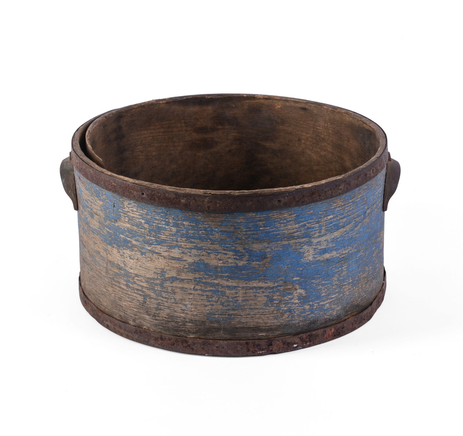 Large Banded Box in Old Blue Paint. (1 of 5)