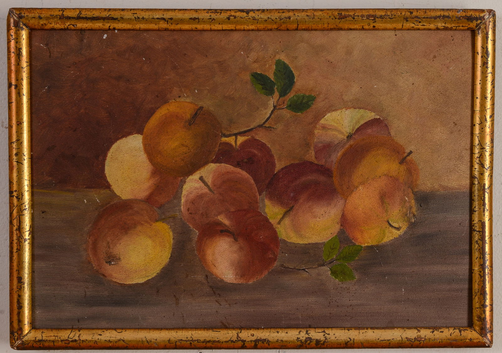 Early 20th Century Still Life With Peaches.: Oil on board, 8 x 11 inches. Unsigned.