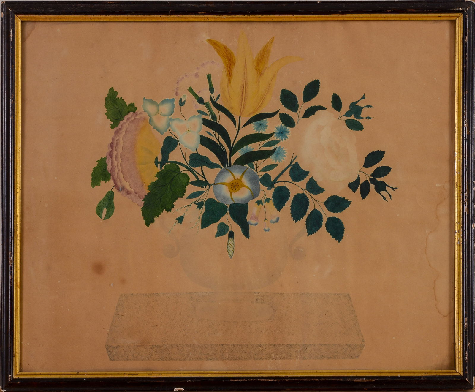 19th c. New England Watercolor Theorem. (1 of 2)