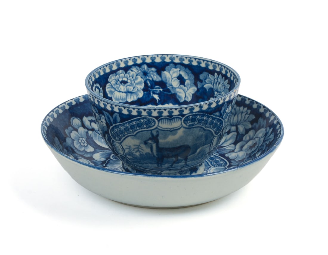 Staffordshire Quadruped Cup and Saucer: 19th century, diameter of saucer 5.5 inches, good condition.