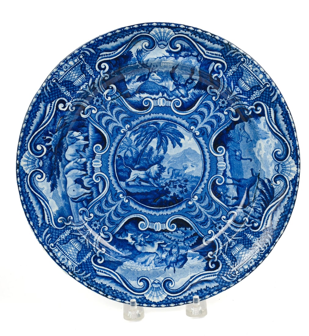 Staffordshire Quadruped Plate: 19th century, diameter 10 inches, good condition.