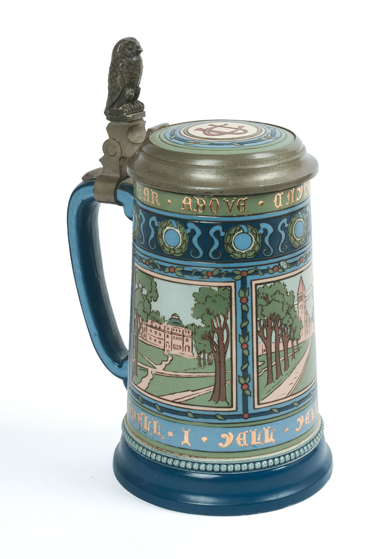 Mettlach Cornell University Student Stein: #2872, made exclusively for Rothschild Bros., Ithaca, N. Y. Height 8 inches.