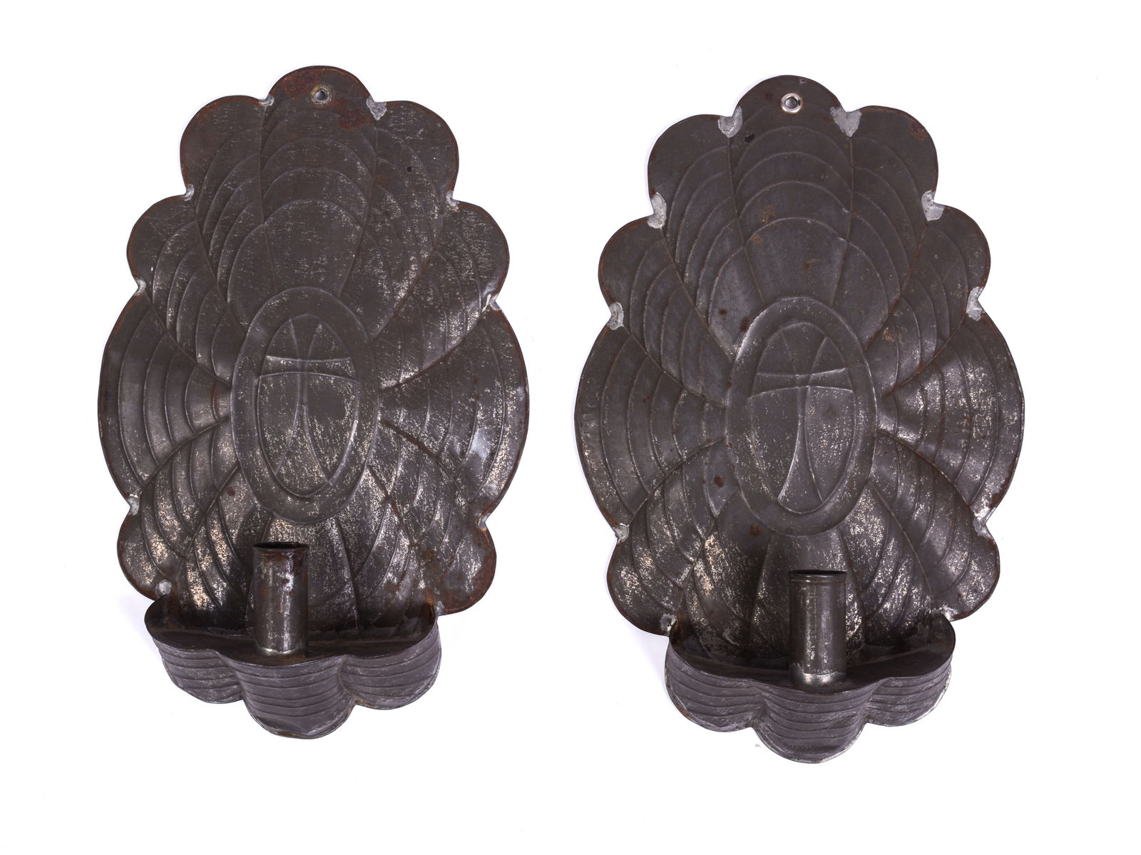 Pair of 19th Century Tin Candle Sconces. (1 of 2)