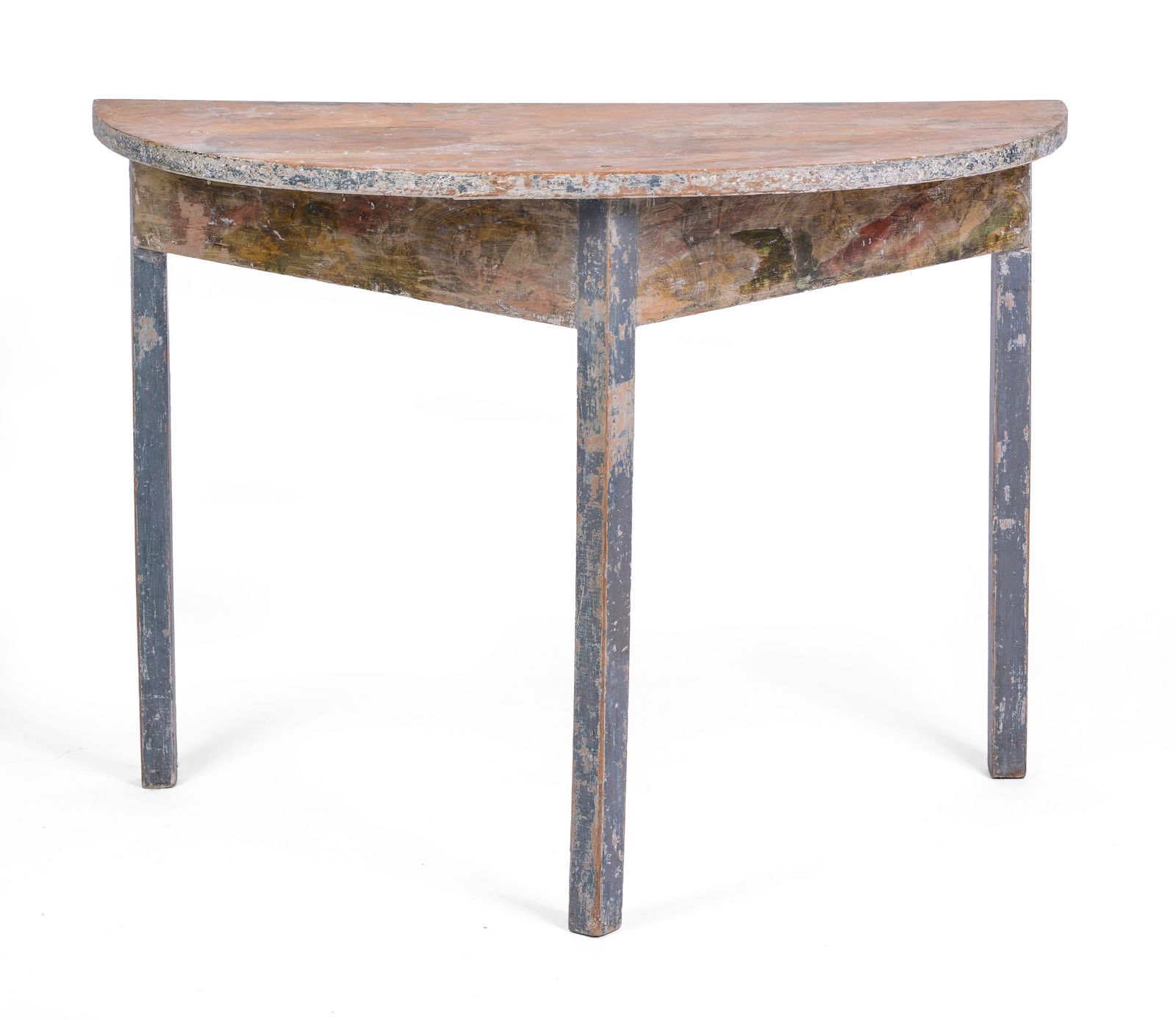 Country Pine Demilune Table in Blue Paint. (1 of 4)