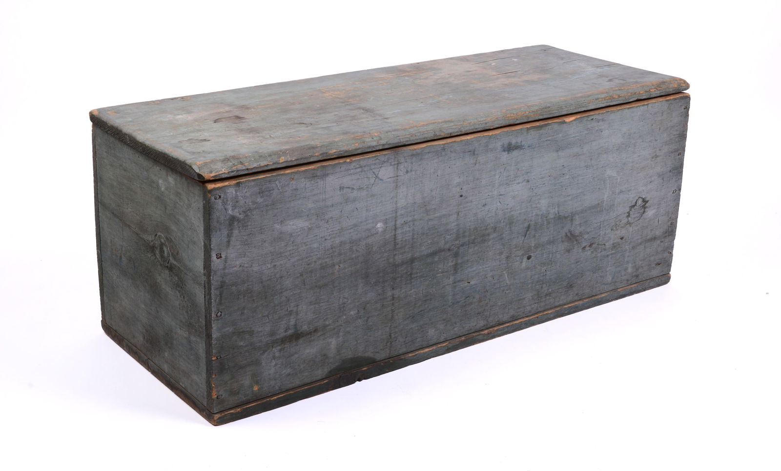 New England Pine Chest in Blue Paint. (1 of 4)