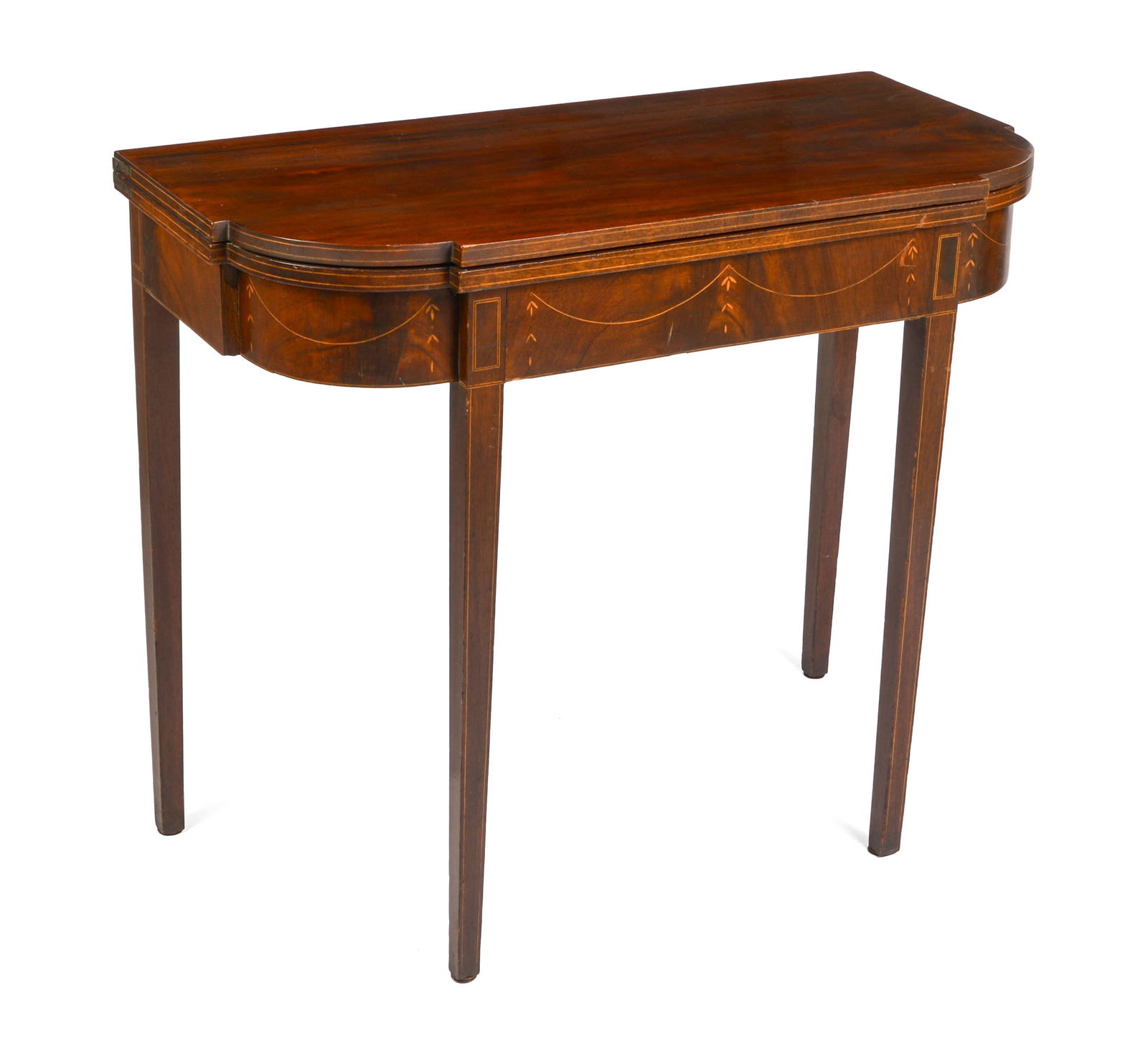 Early 19th Century Mahogany Inlaid Federal Card Table. (1 of 4)
