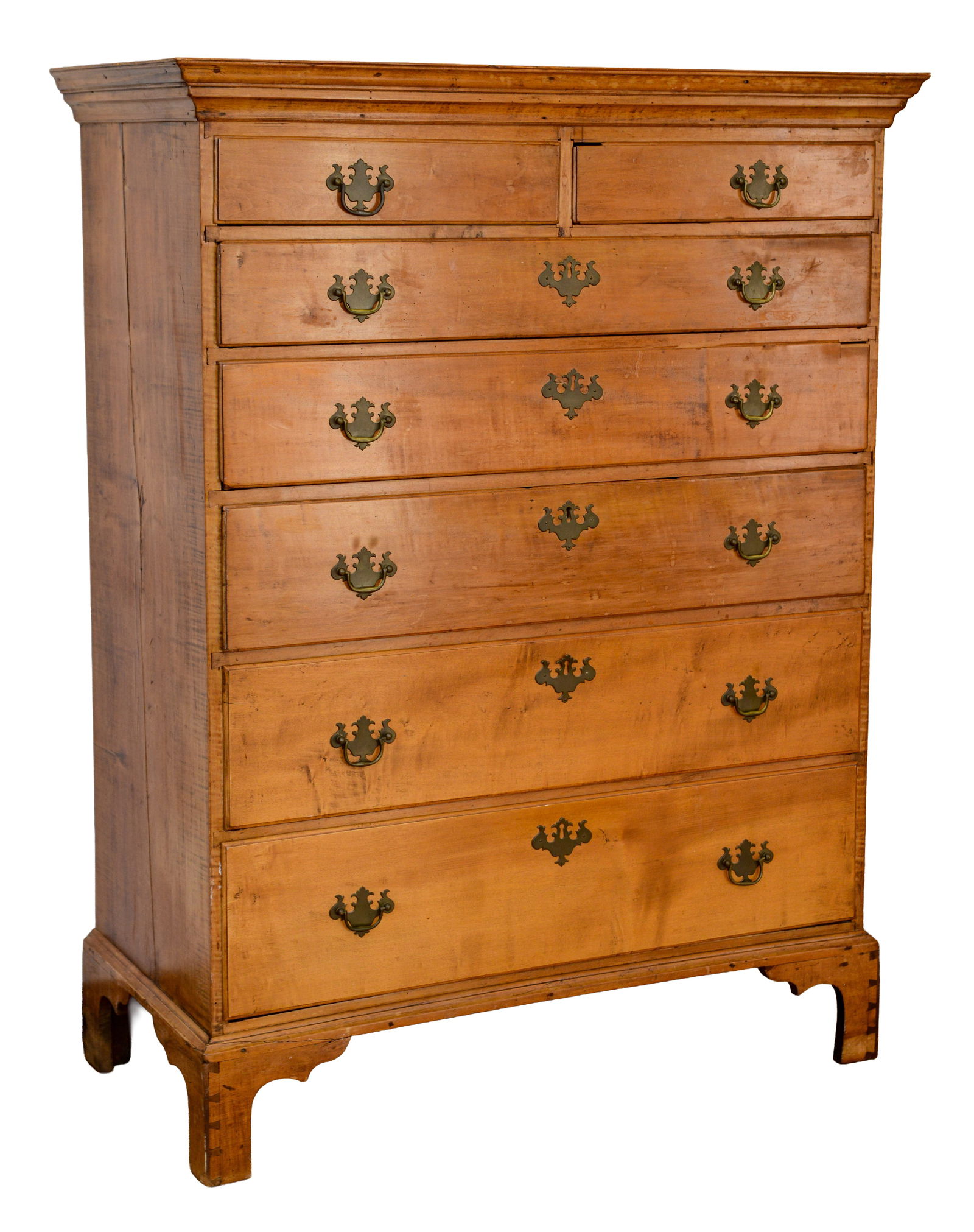 18th Century Maple & Tiger Maple Chippendale Tall Chest (1 of 3)