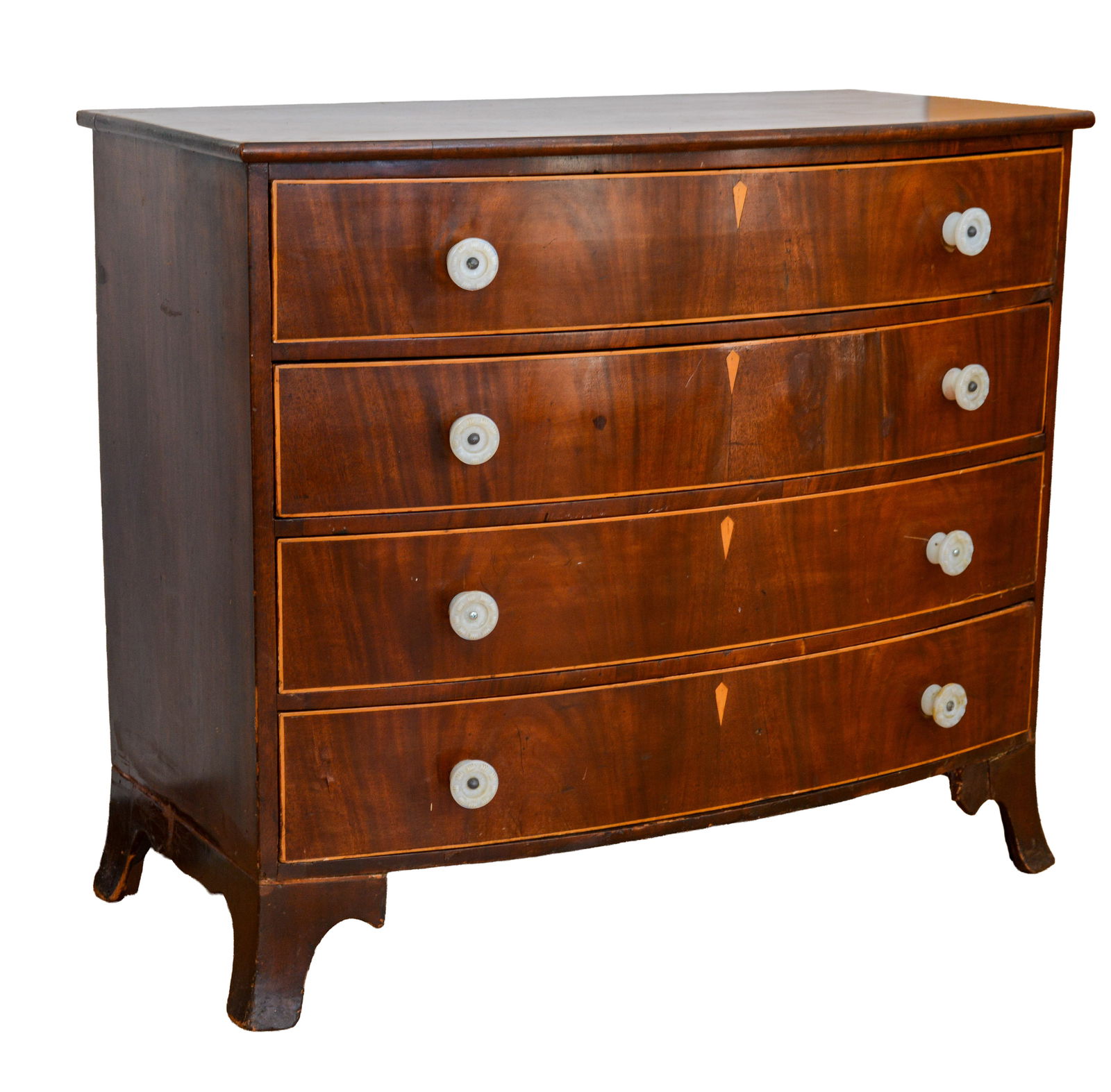 Early 19th Century Mahogany Federal Bowfront Chest (1 of 3)