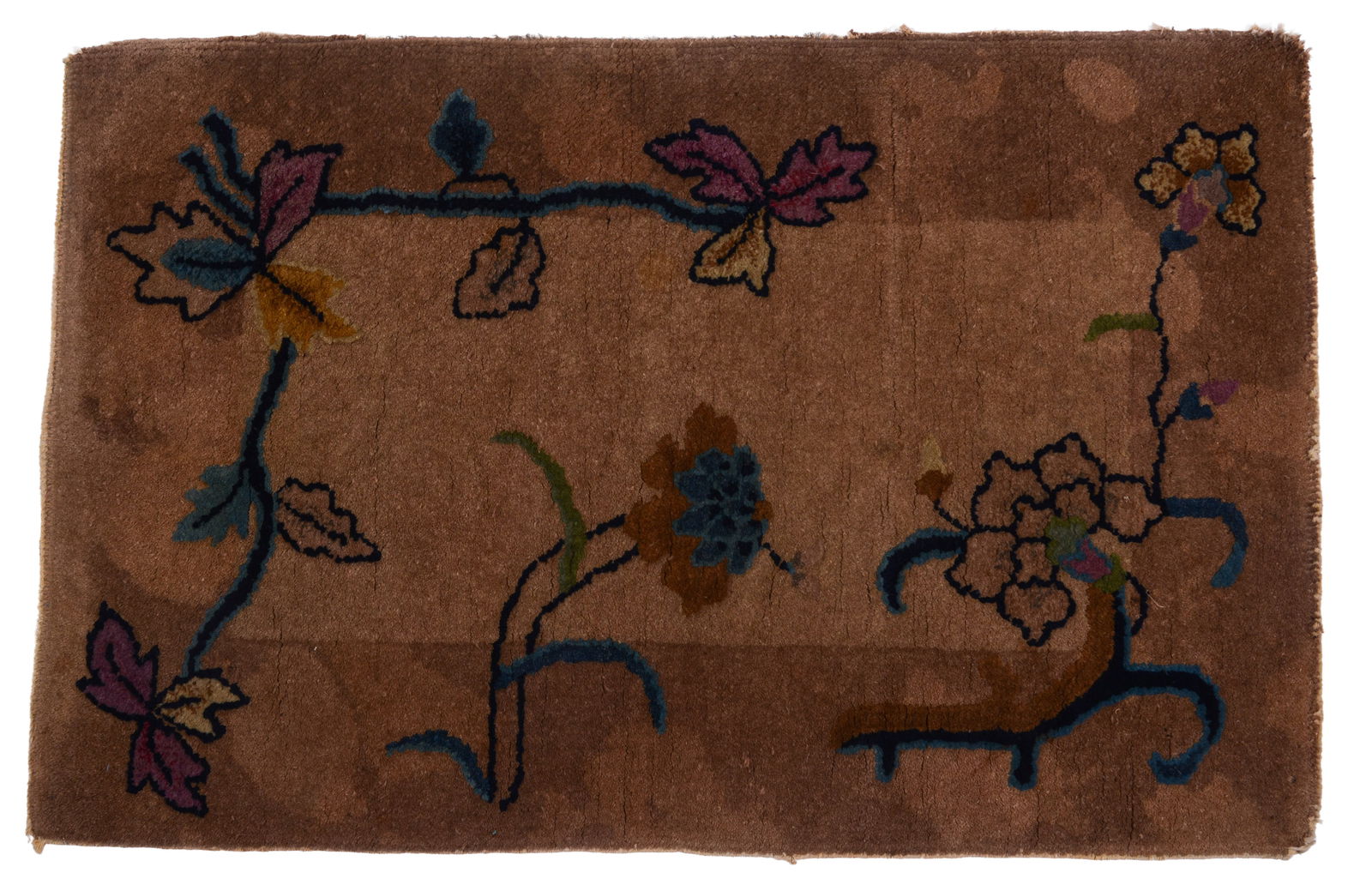 Antique Chinese Rug: 2 feet by 3 feet.