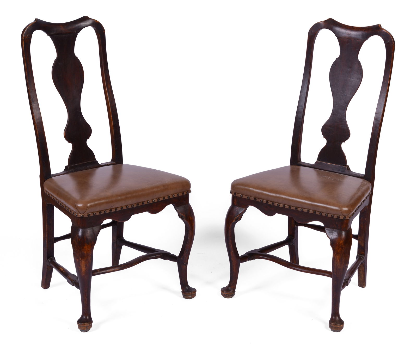 Pair of Queen Anne Side Chairs, Possibly Canadian.: Seat height 18 inches, overall height 41 inches, seat width 19 inches, depth 15 inches.