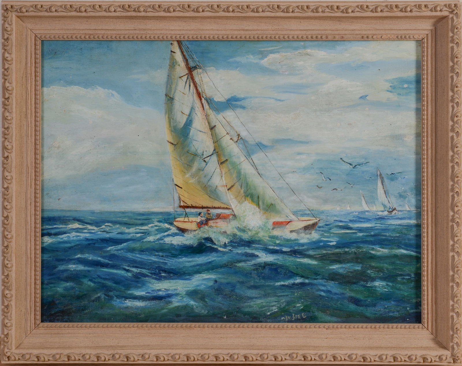 Mid Century Regatta Painting. (1 of 3)