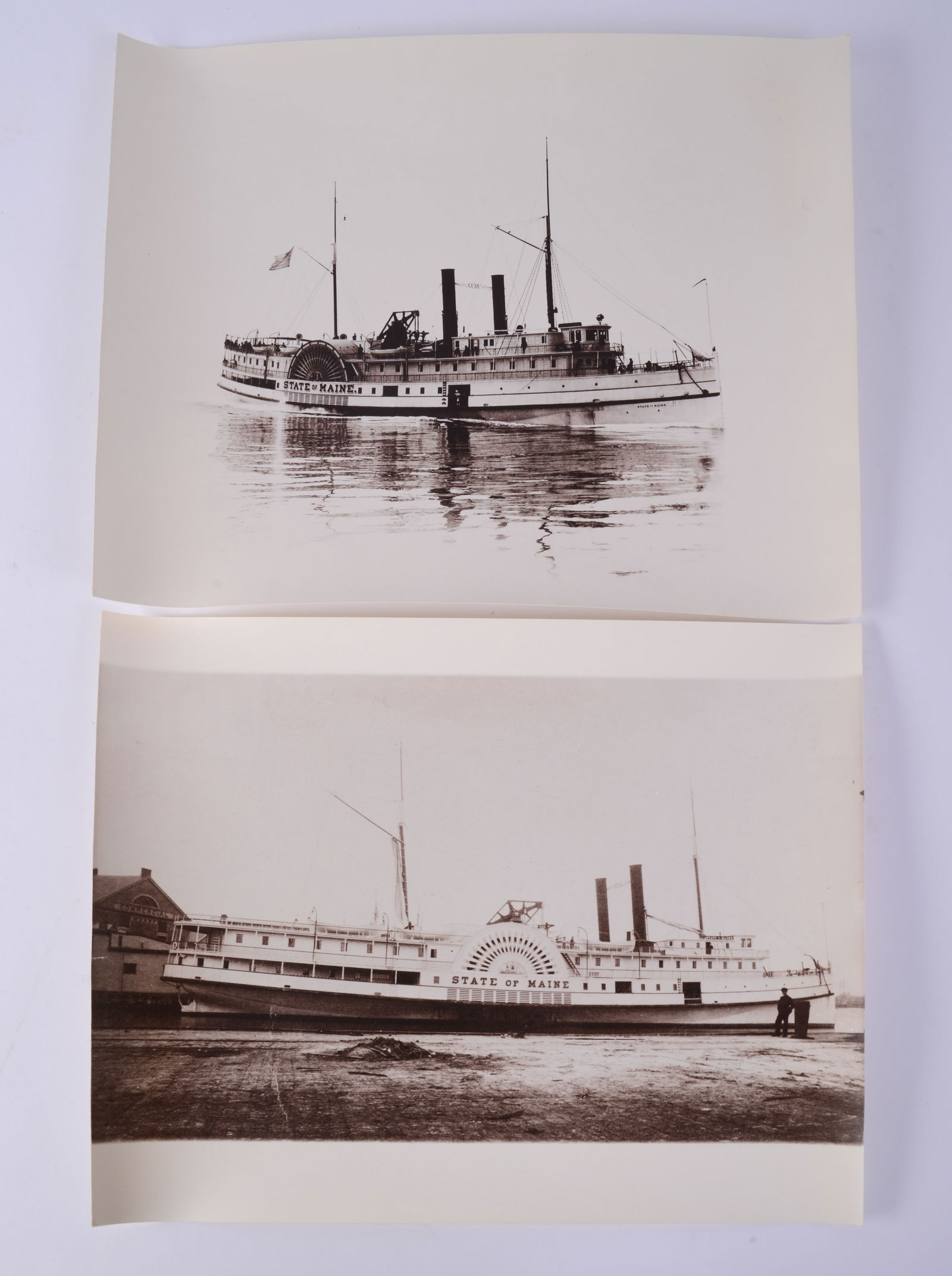 Two Photographs of the Steamer State of Maine.: 13 x 13 inches, from the Peabody Museum of Salem