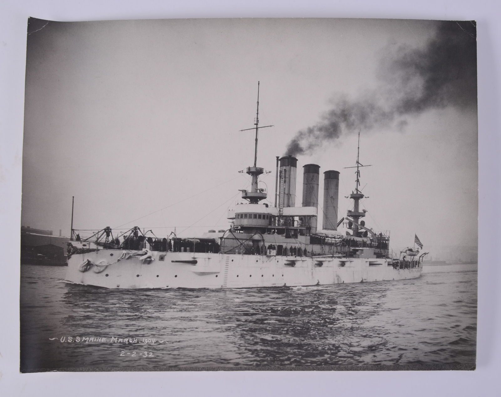 Early Photograph of the USS Maine.: 9 x 13 inches, from the Peabody Museum of Salem