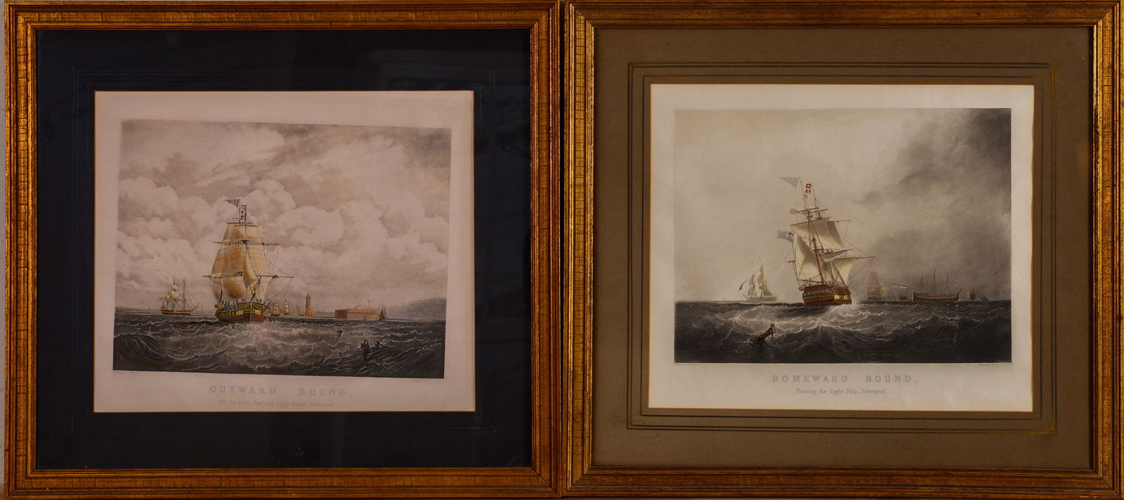 Two Prints: Outward Bound and Homeward Bound. (1 of 2)