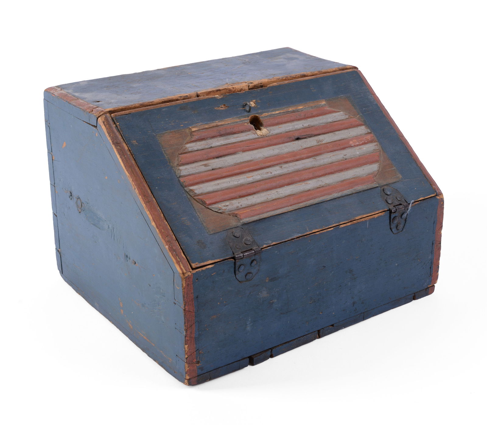 Folk Art Desk Box in Blue Paint. (1 of 5)