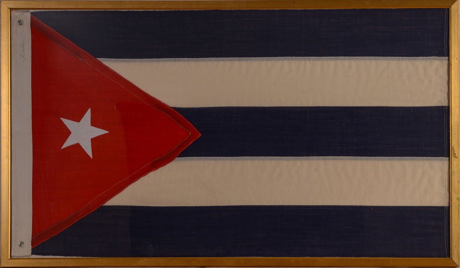 Vintage Cuban Flag.: 42 x 23 inches. Nicely framed.