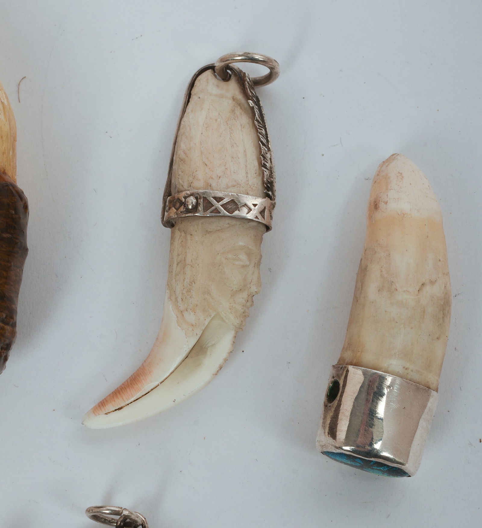 Six Bear Claw Sterling Pendants. - 2