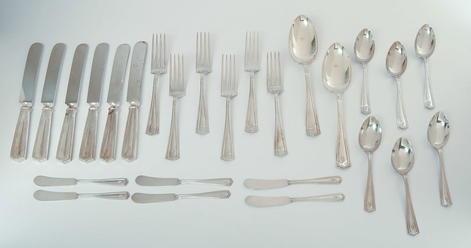 Sterling Silver Flatware Service. (1 of 3)