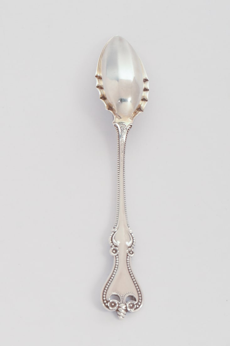 Sterling Silver Olive Spoon With Crown. - 2