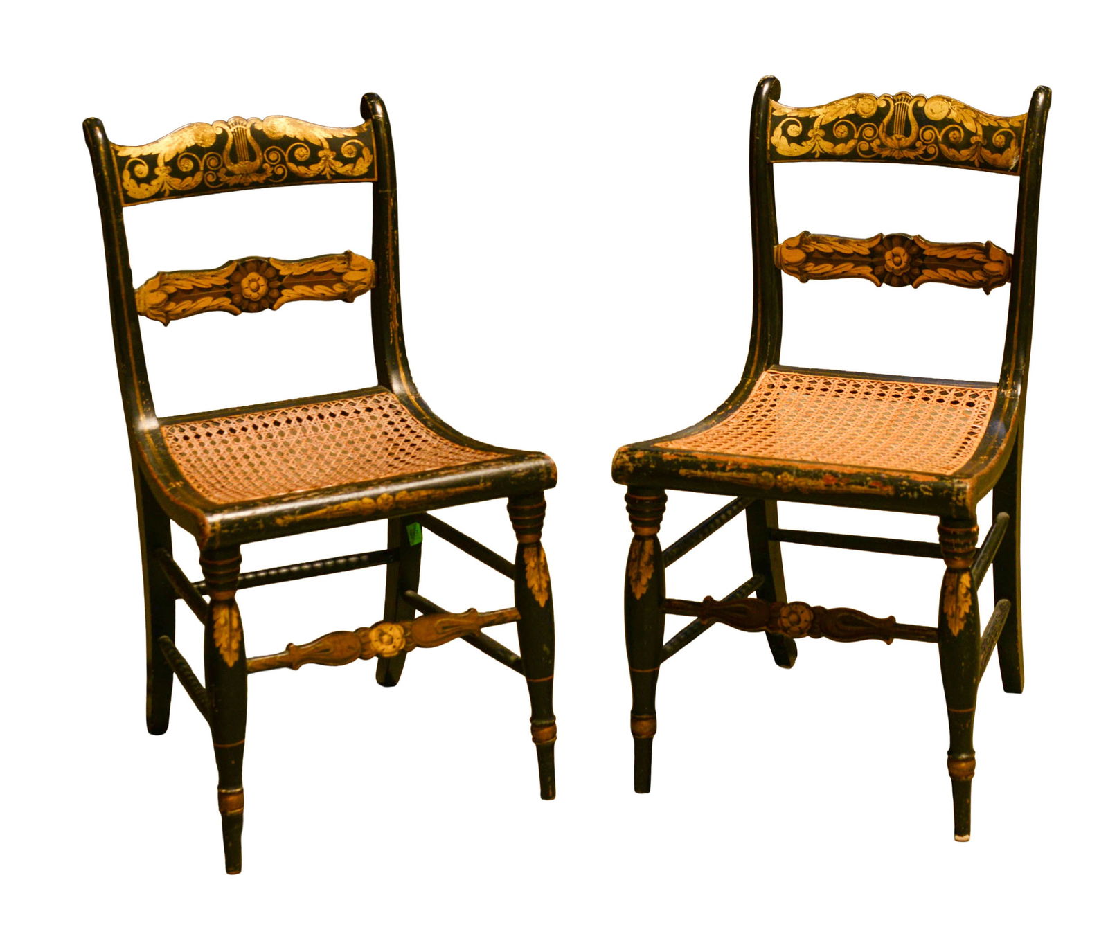 Pair of Painted Classical Style Side Chairs.: Overall height 33 inches.