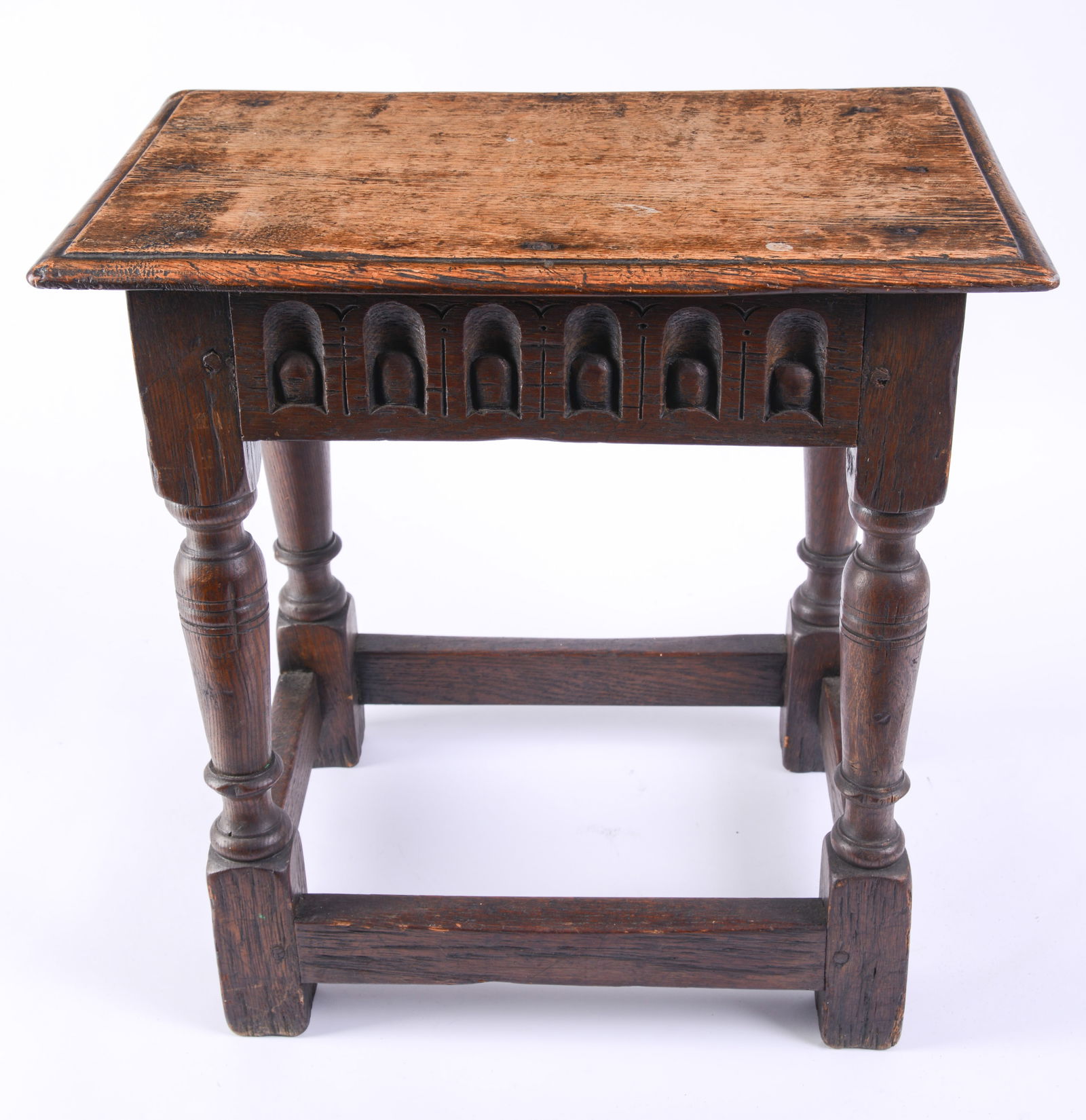 Early Oak Joint Stool. - 3