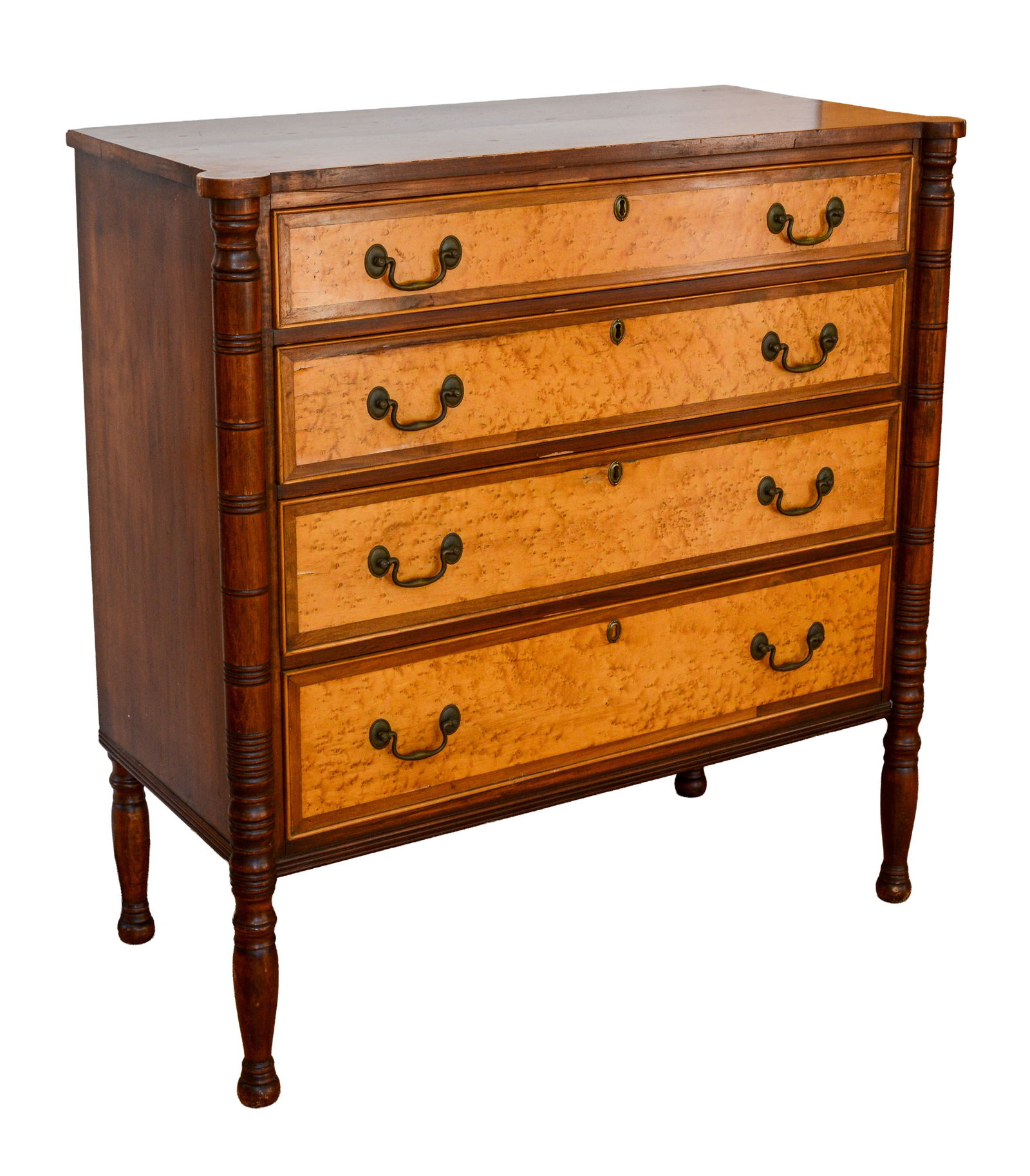Early 19th Century Maple & Bird's Eye Maple Four Drawer Chest. (1 of 2)