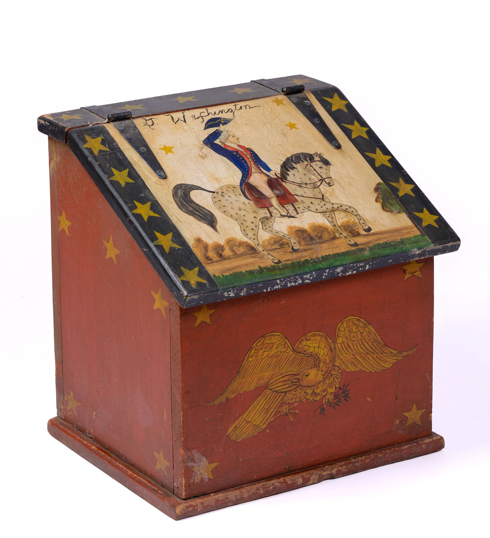 Folk Art Painted Box With George Washington. (1 of 2)