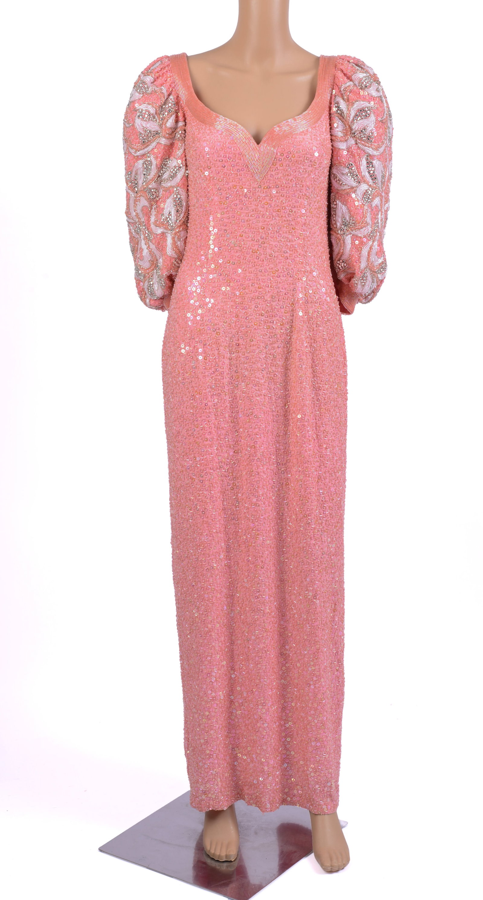 Pink Sequined Dress.: Size M. From the collection of Jane Morgan.