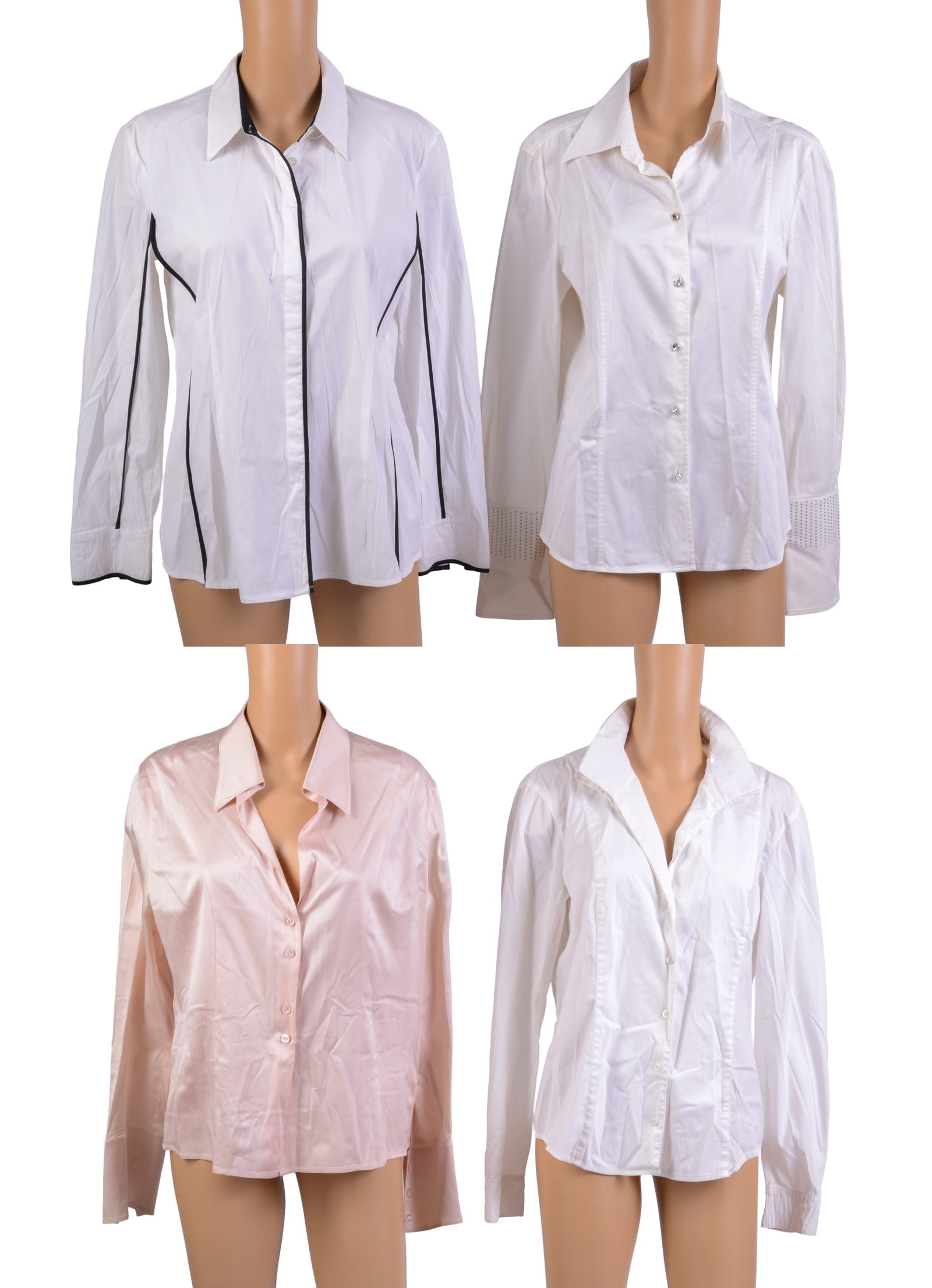 Four Escada Blouses.: Sizes 38 and 42. Some small stains. From the collection of Jane Morgan.