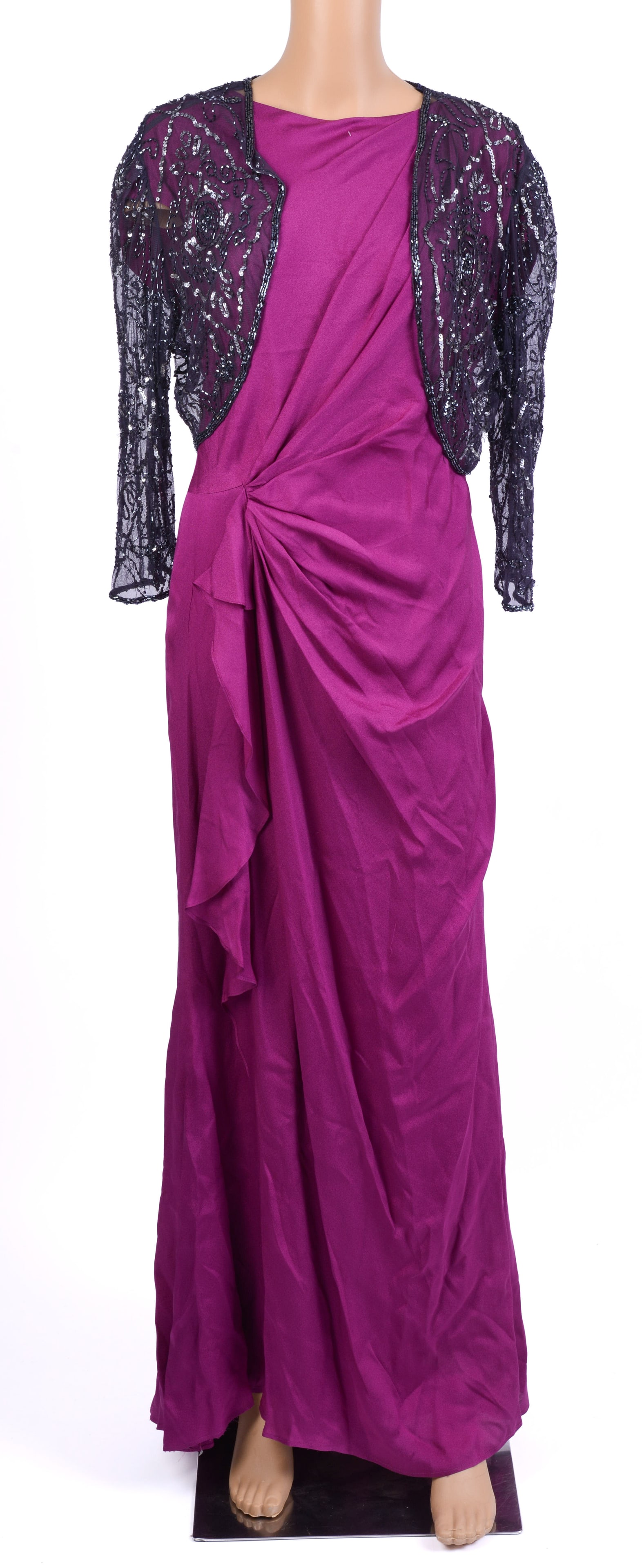 Escada Purple Gown.: Size 30. Length 50 inches. Good condition. From the collection of Jane Morgan.