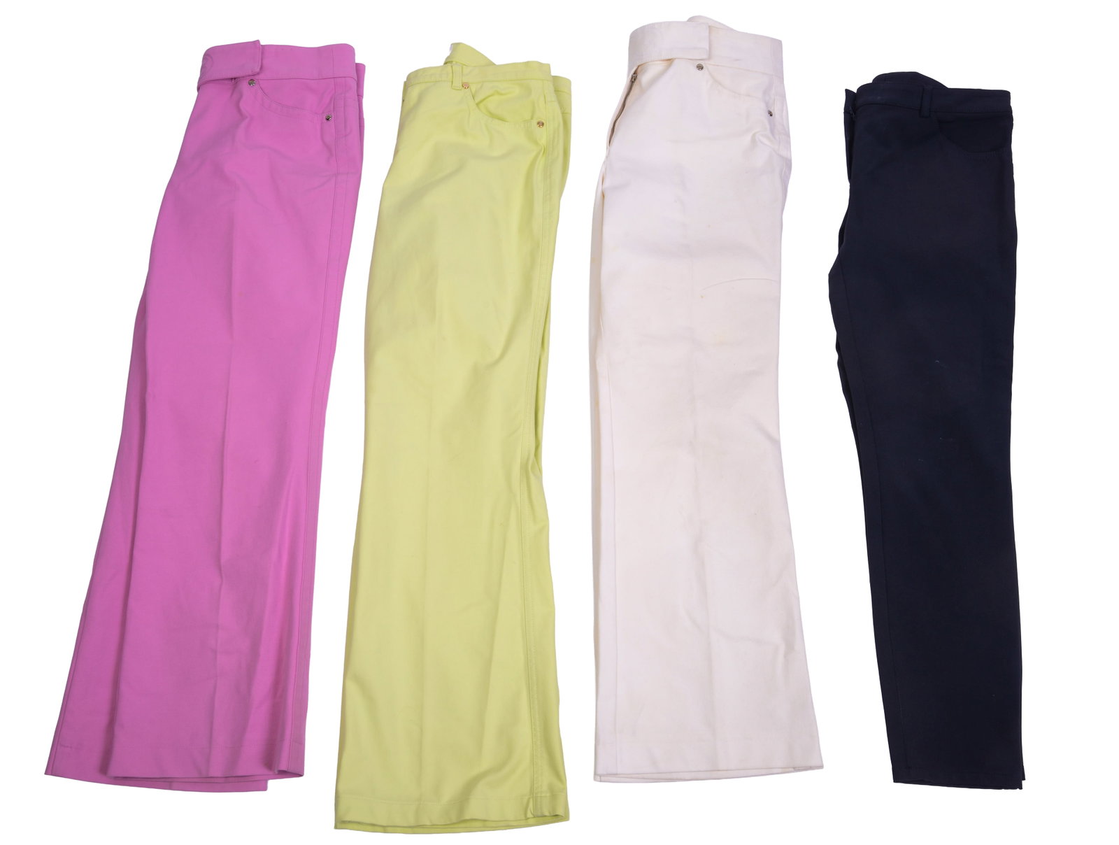 Four Pairs of Escada Pants.: Sizes 42 and 38. A few small stains on white pair. From the collection of Jane Morgan.