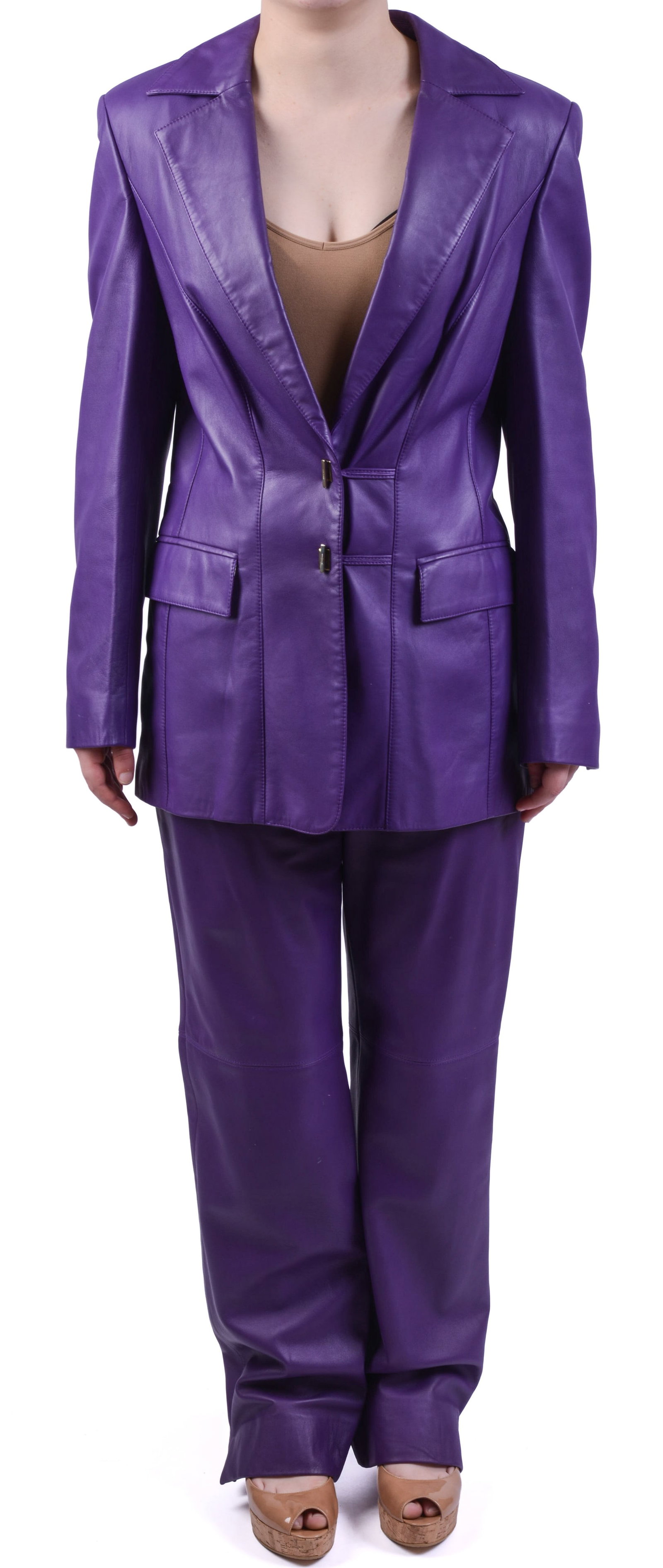 Escada Lamb Nappa Blazer and Pants in Purple. (1 of 6)