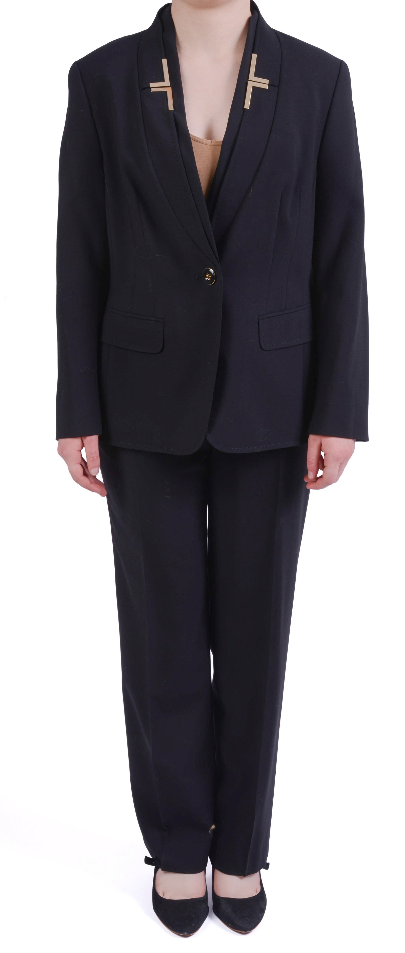 Escada Pant Suit with Metallic Accents on Lapel. (1 of 5)