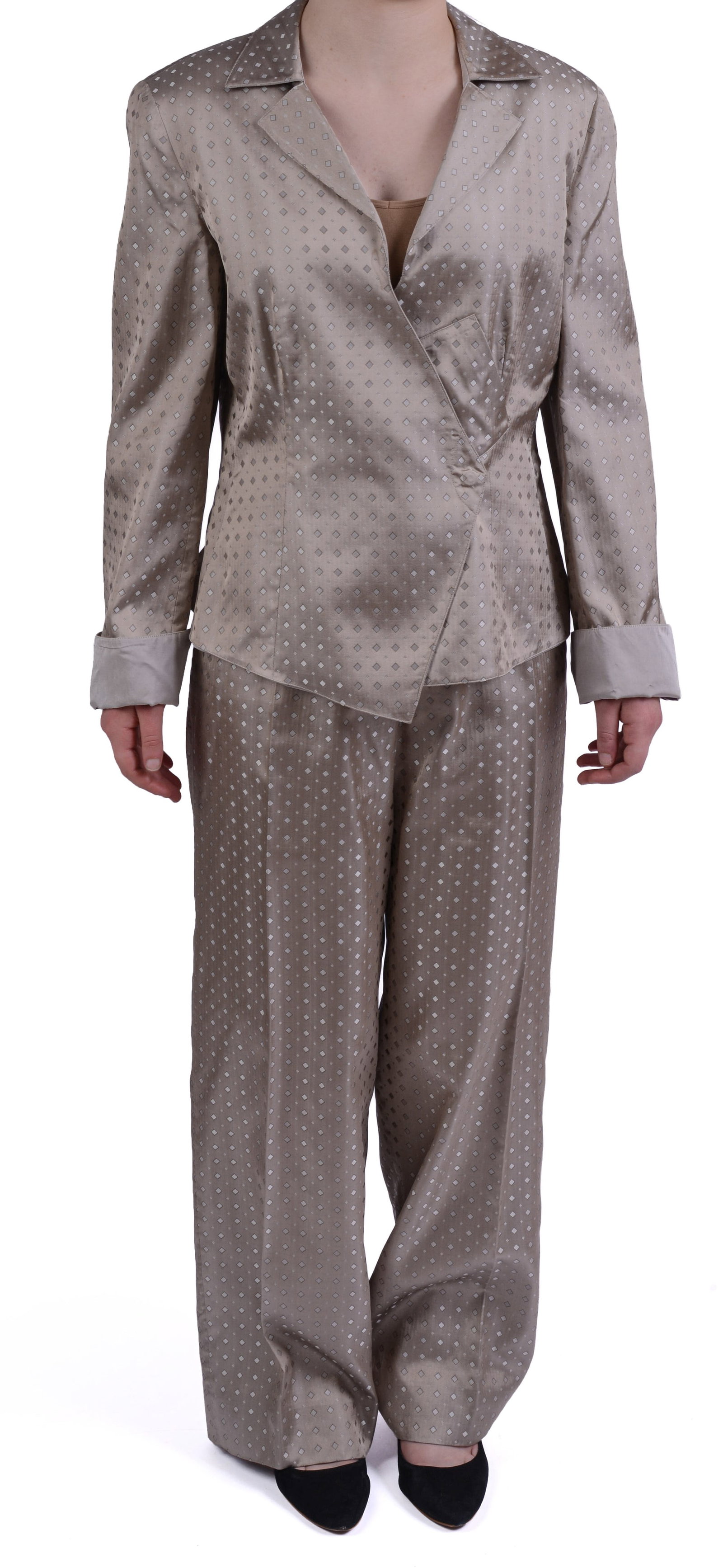 Giorgio Armani Silk Jacket and Pants.: Size 40. Small stain. From the collection of Jane Morgan.
