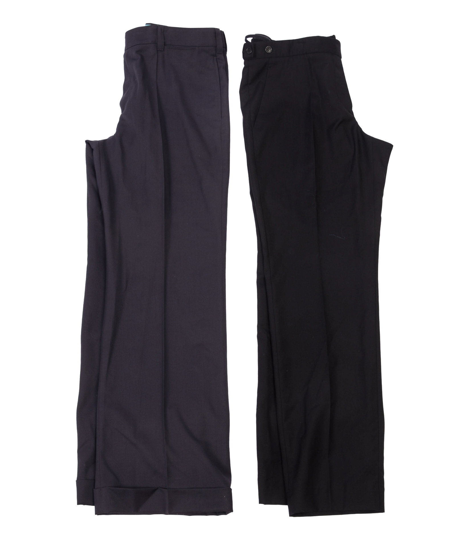 Two Pairs of Designer Pants.: Helmut Lang and Chloe, sizes 42 and 46. From the collection of Jane Morgan.