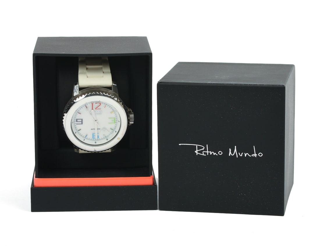 Ritmo Mundo Men's Watch.: Face diameter 2 inches. Very good condition, with box. From the collection of Jane Morgan.