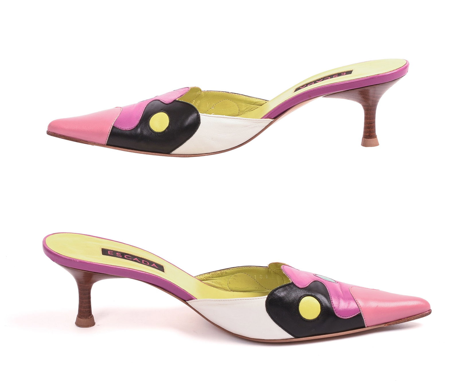 Escada Multi-Colored Kitten Heels.: Size 38. Good condition. From the collection of Jane Morgan.