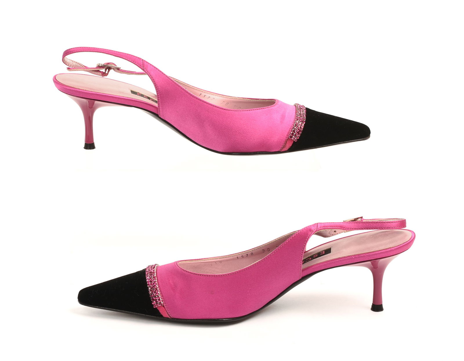 Escada Fuschia Backstrap Heels.: Size 38. With original box. Good condition. From the collection of Jane Morgan.