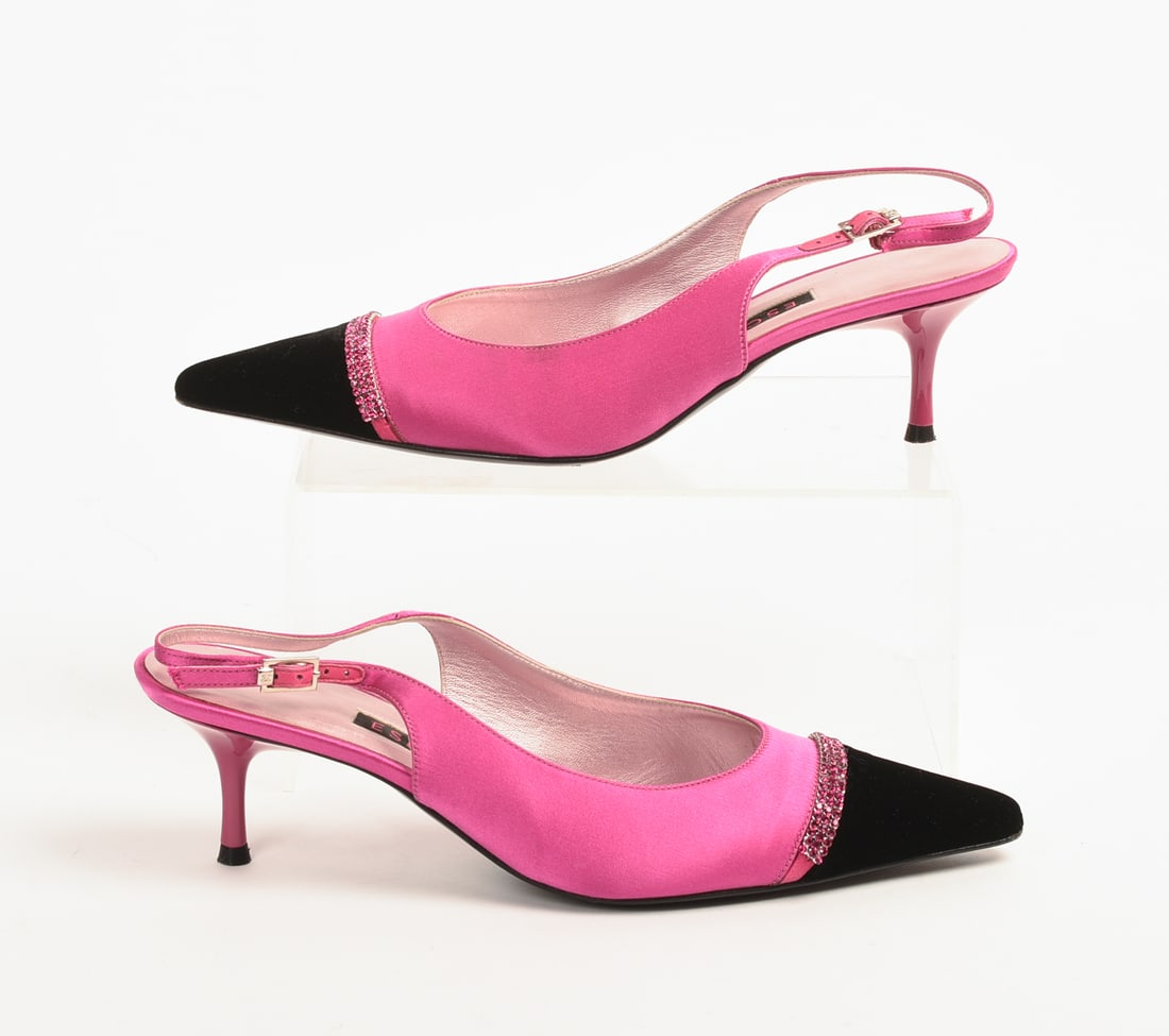 Escada Fuschia Backstrap Heels. - 3