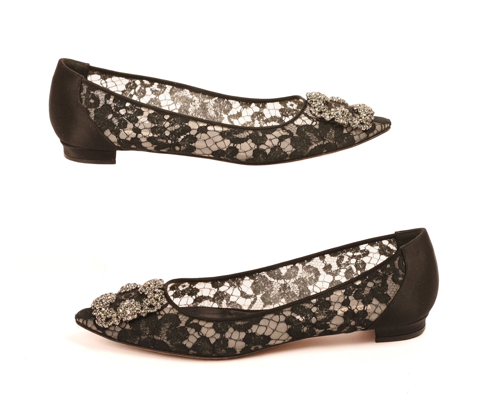 Manolo Blahnik Lace Flats.: Size 38. With original box. Some minor wear. From the collection of Jane Morgan.