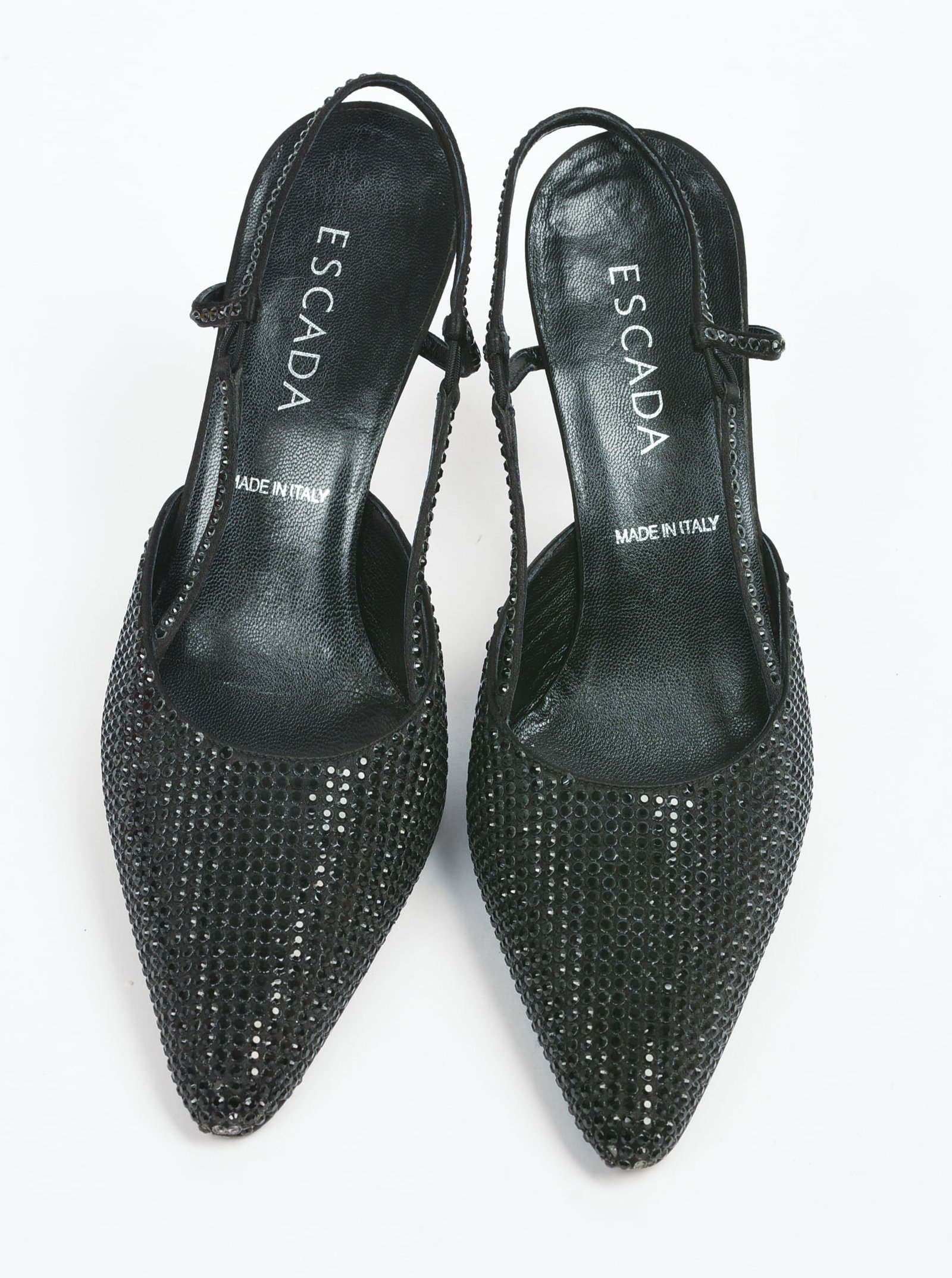 Escada Black Rhinestone Heels. - 3
