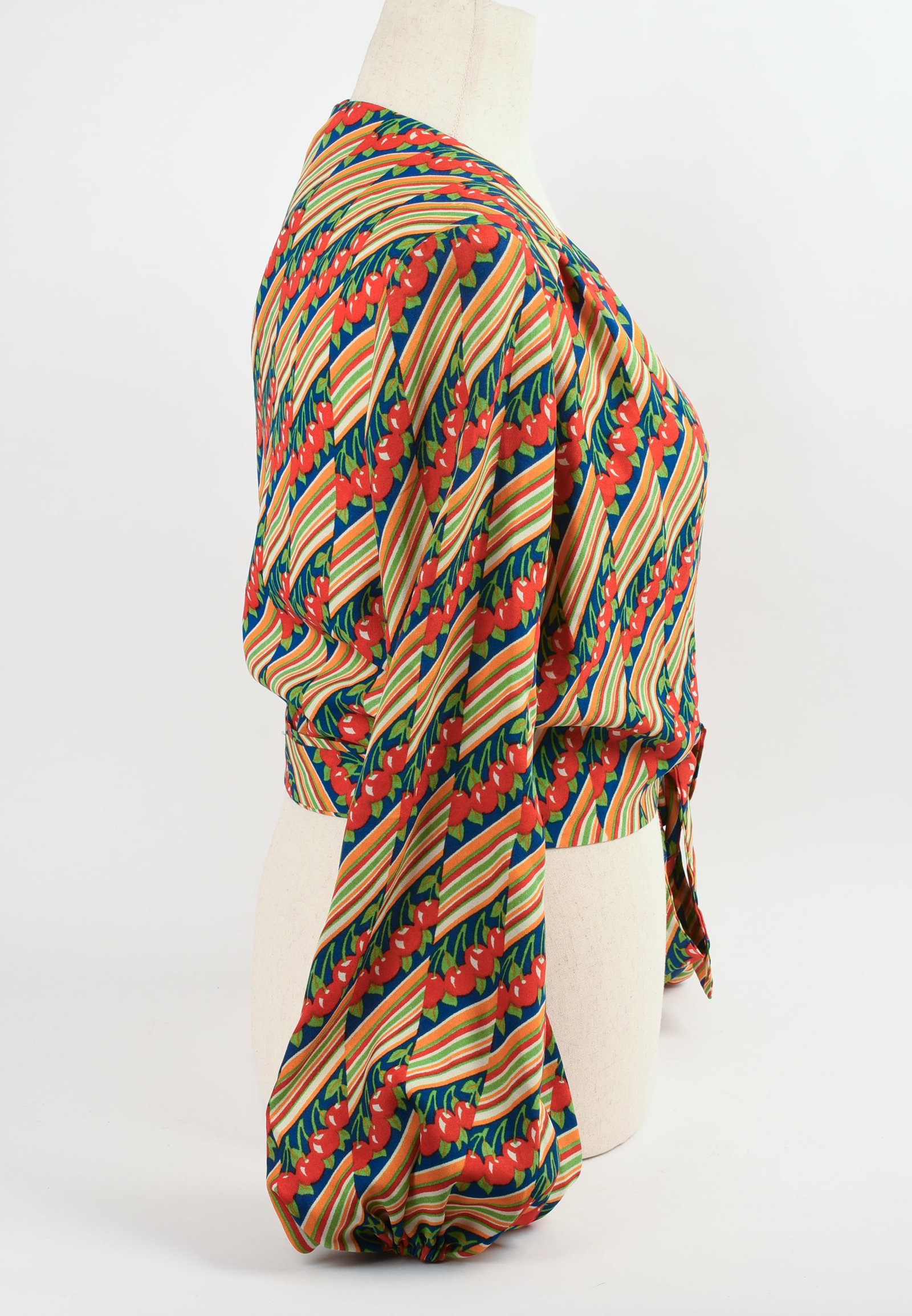 Cherry Printed Wrap Top. - 2