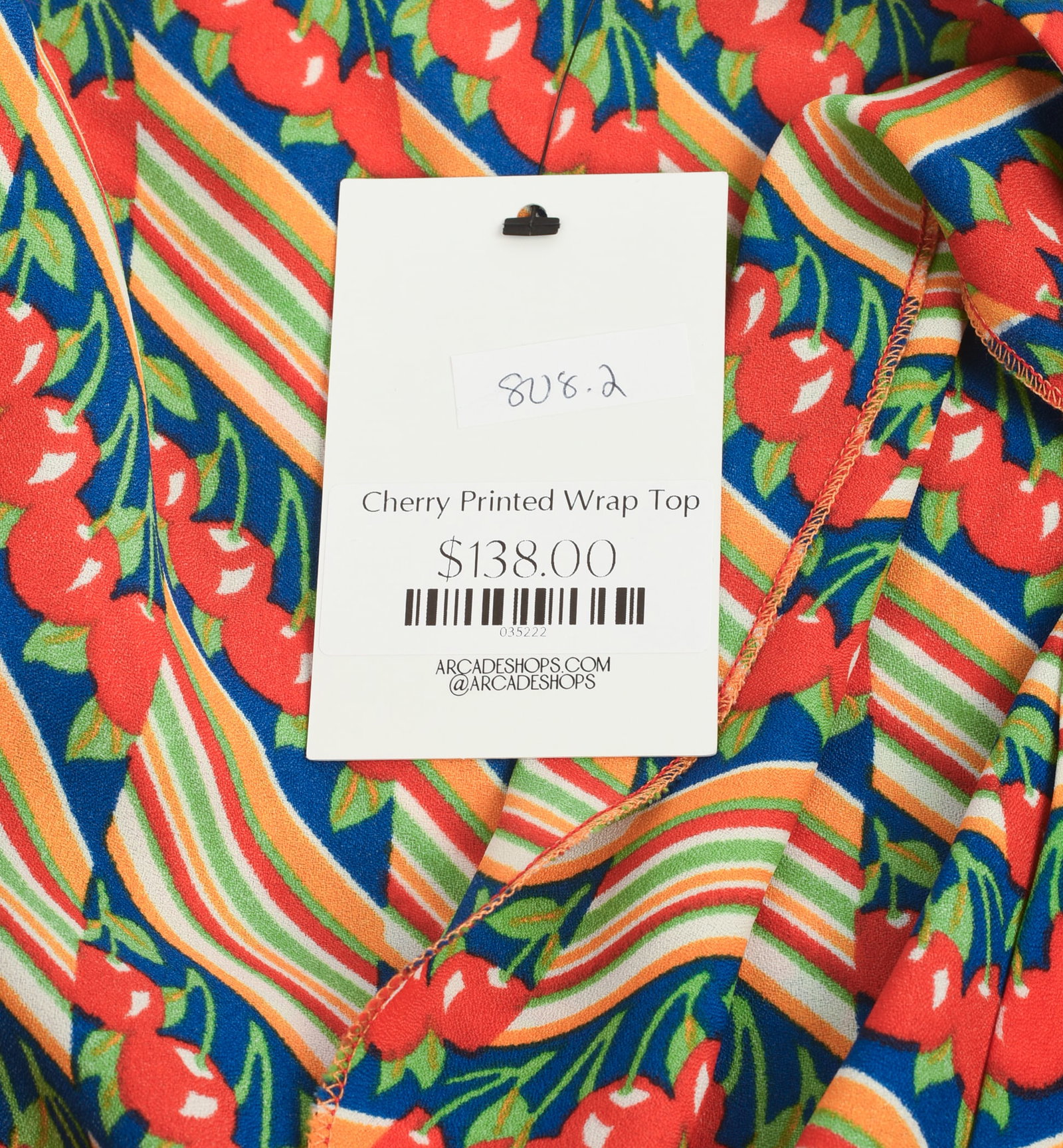 Cherry Printed Wrap Top. - 7