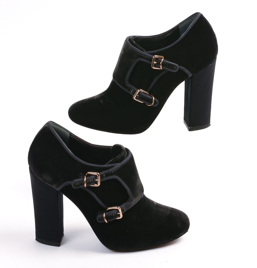 Tory Burch Velvet and Satin Ankle Boots. (1 of 6)