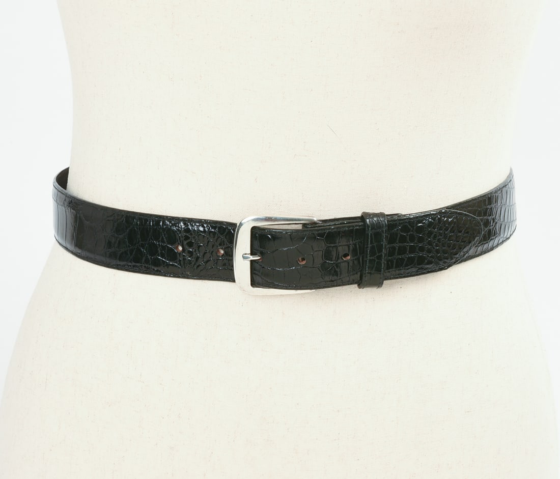 Shant Peter Alligator Belt with Sterling Buckle.: Length 36 inches.