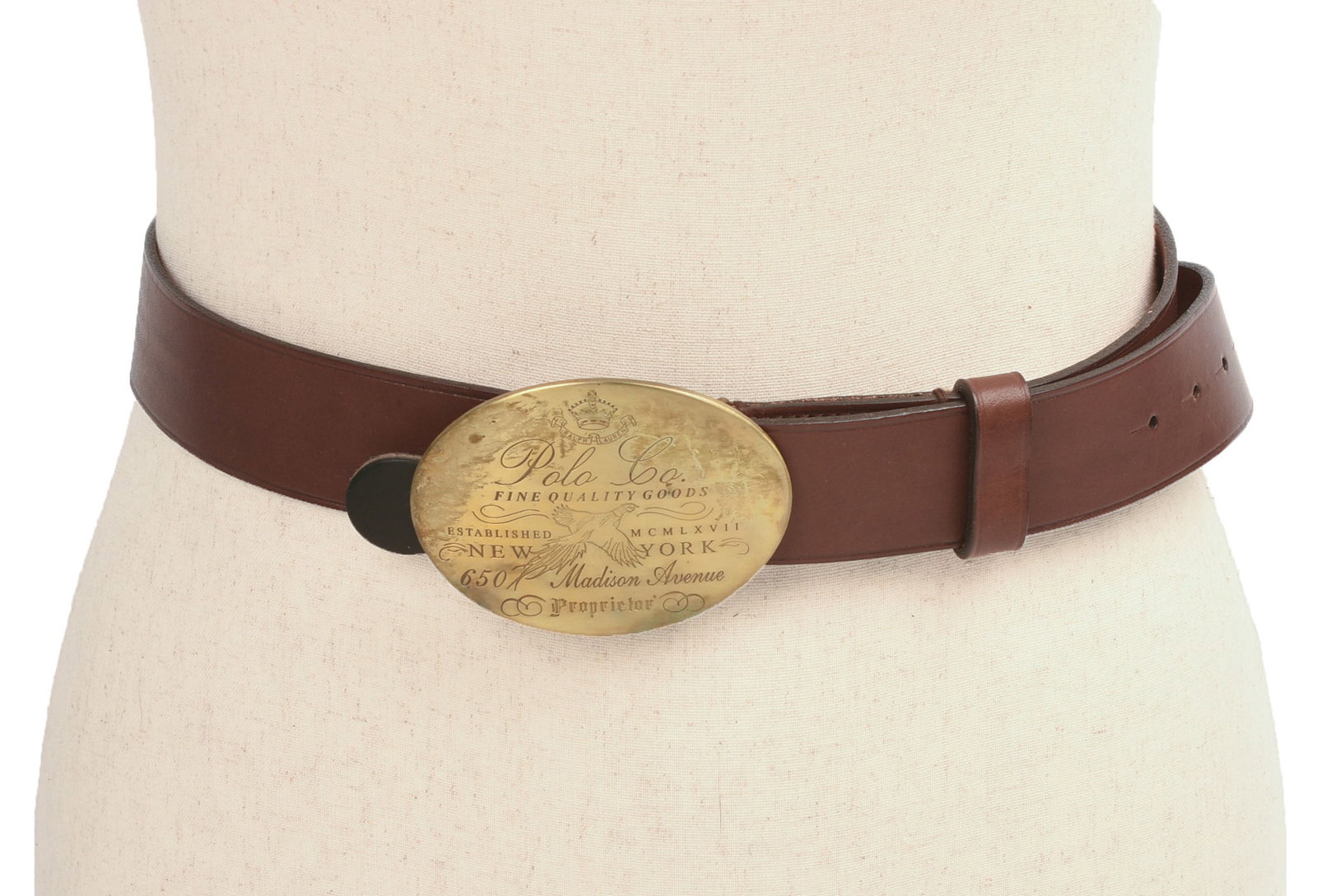 Polo Ralph Lauren Belt with Brass Buckle.: Length 46 inches, like new.