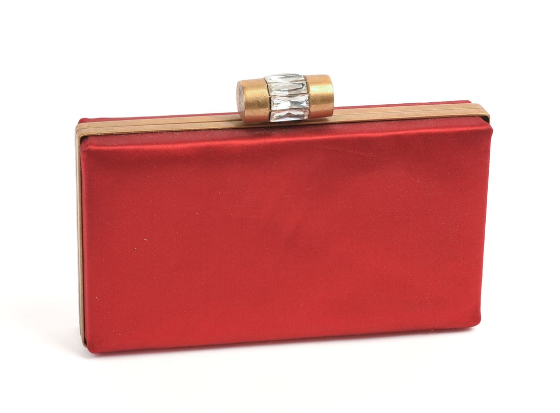 Yves Saint Laurent Red Clutch.: 4 x 6.25 x 1.25 inches.