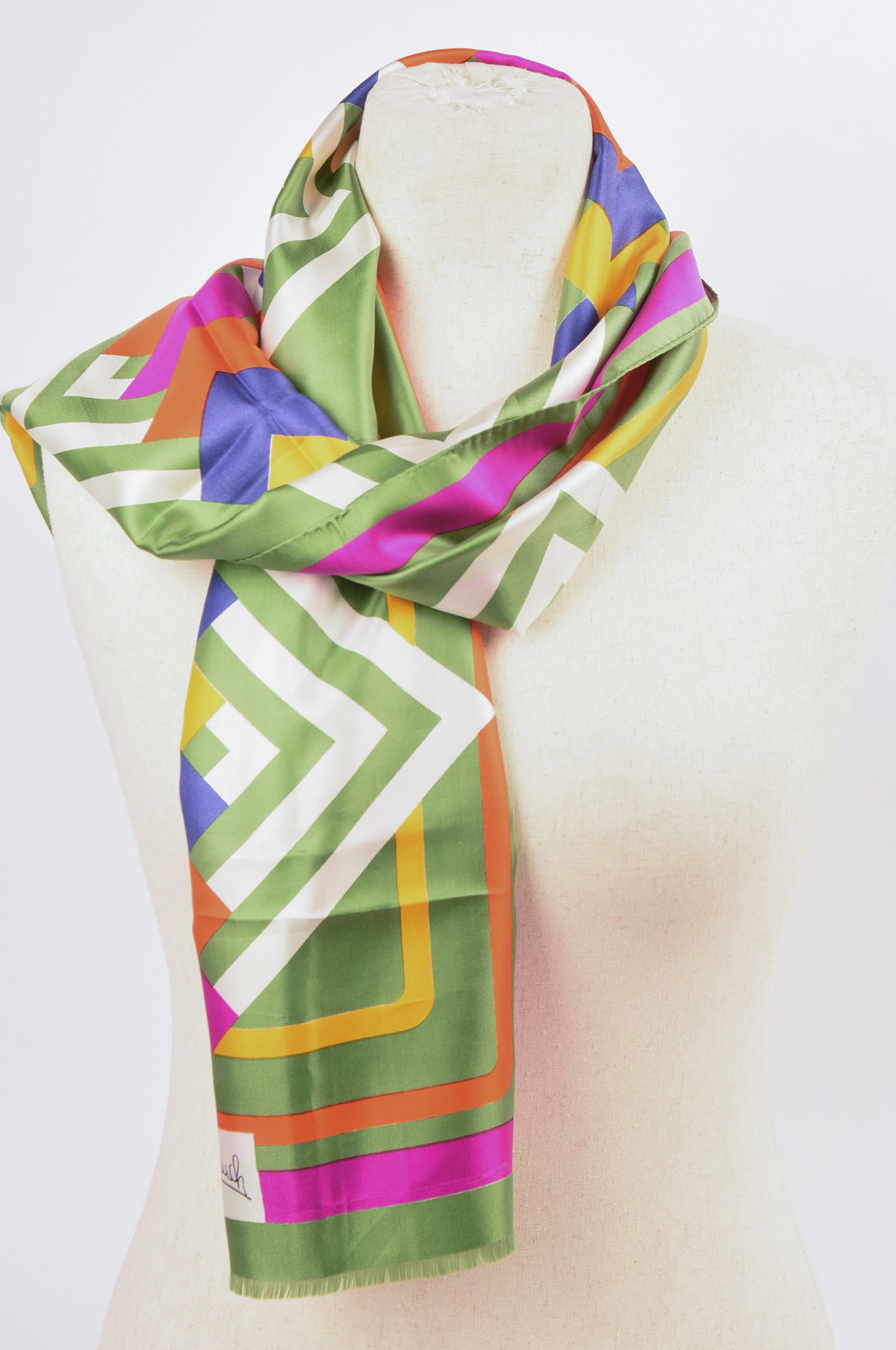 Madeleine de Rauch Silk Scarf.: 18 x 21 inches.